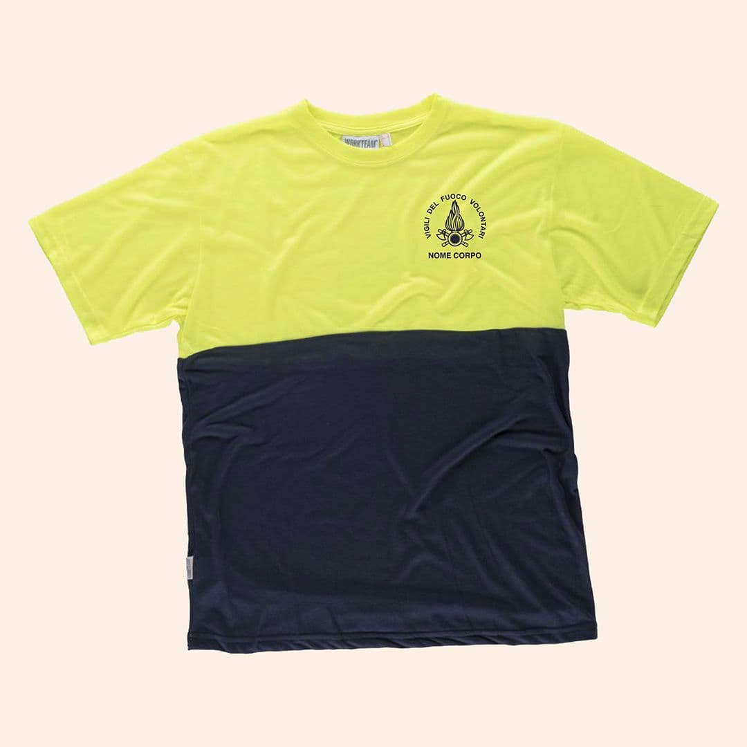T-shirt Blu Navy Bicolore con stampa nome del corpo