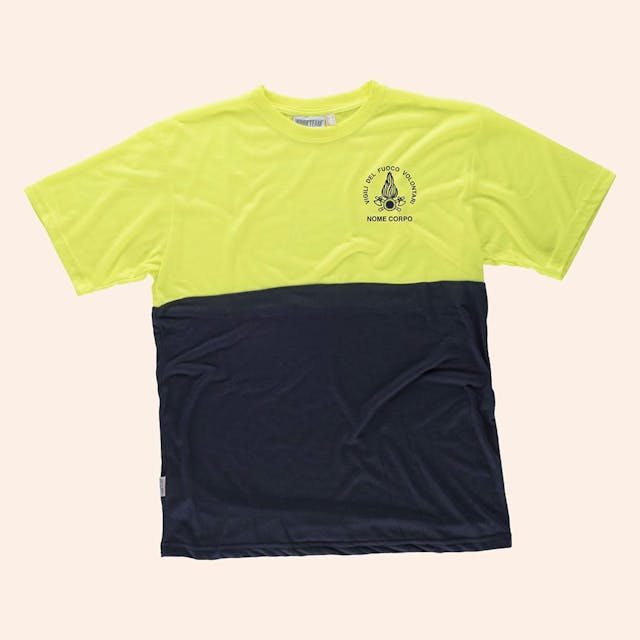 T-shirt Blu Navy Bicolore con stampa nome del corpo 