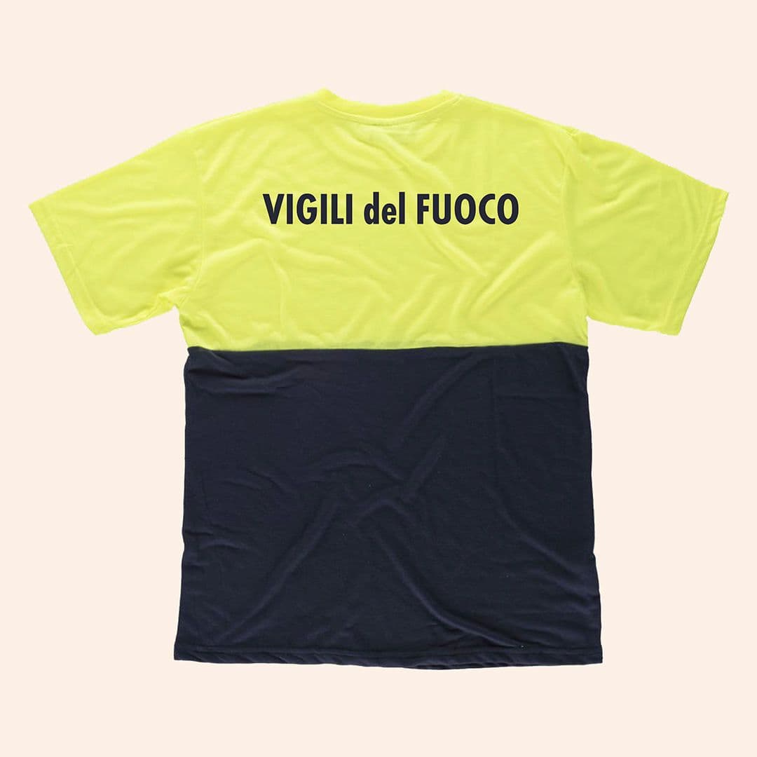 T-shirt Blu Navy Bicolore con stampa nome del corpo